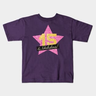 15th Birthday Gifts Women Fabulous - Pink Gold Kids T-Shirt